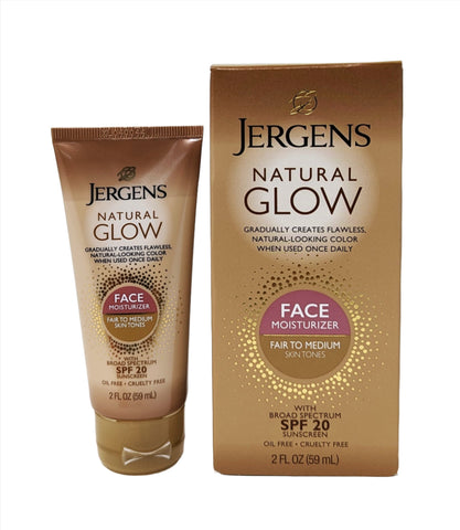 Jergens Natural Glow Face Moisturizer Fair to Medium Skin SPF 20 2 oz